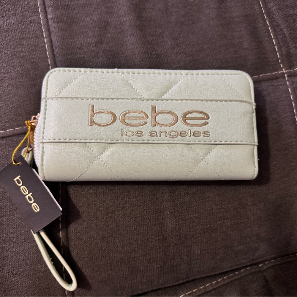 Bebe Los Angeles Quilted Mint Green Wallet
